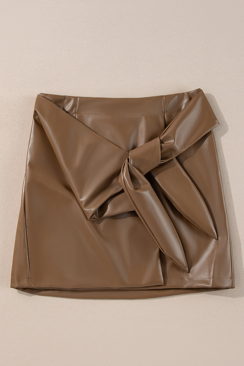 Gingerbread Faux Eva Leather Mini Skirt
