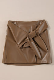 Gingerbread Faux Eva Leather Mini Skirt
