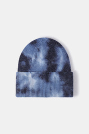 Bi-Color Tie-Dye Cuffed Rib-Knit Beanie