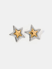 18K Gold-Plated Inlaid Star Stud Earrings