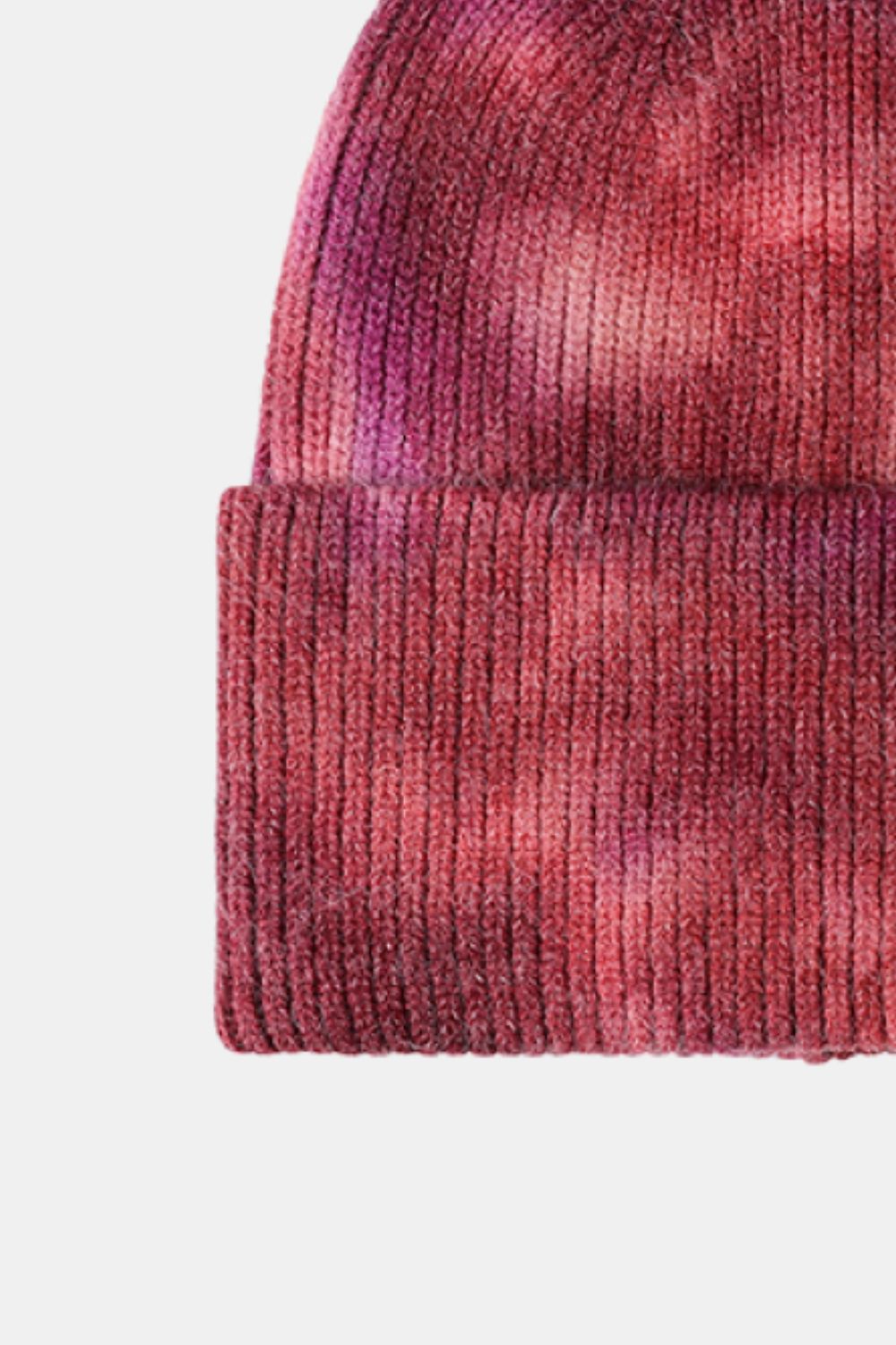 Bi-Color Tie-Dye Cuffed Rib-Knit Beanie