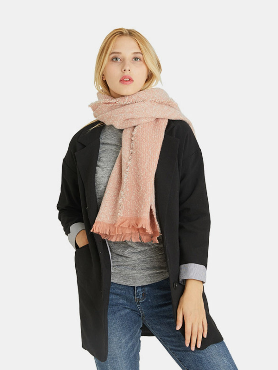 Heathered Raw Hem Scarf
