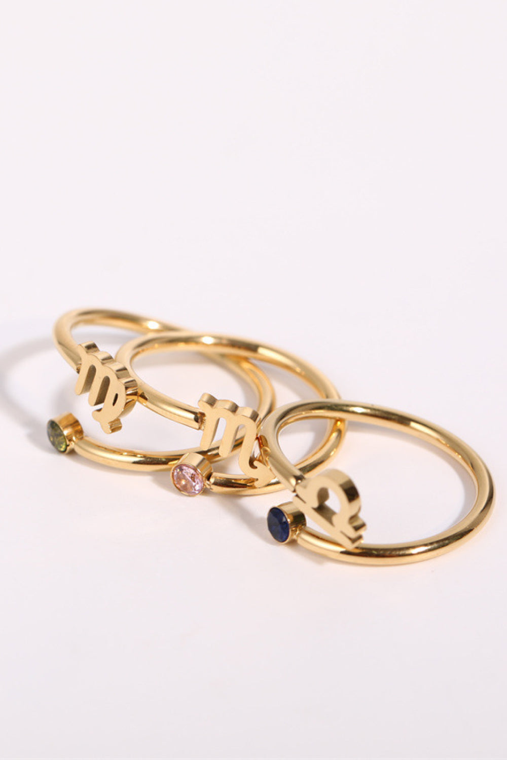Minimalist Zodiac Gemstone 18K Gold-Plated Bypass Ring