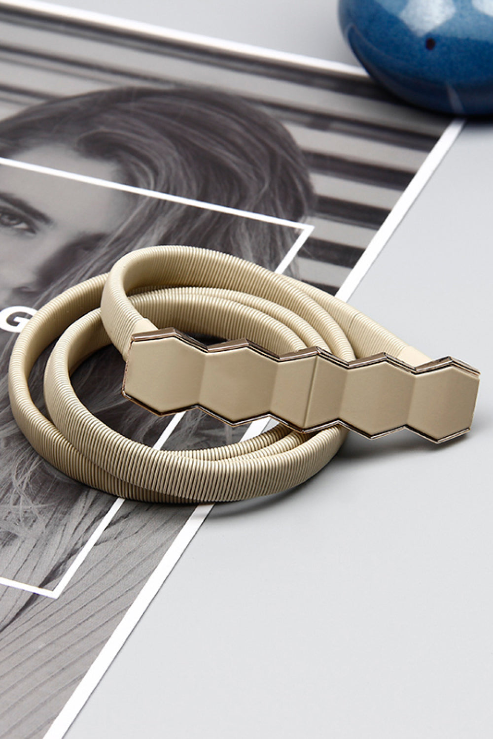 Geometric Stretch Metal Skinny Belt
