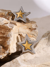18K Gold-Plated Inlaid Star Stud Earrings