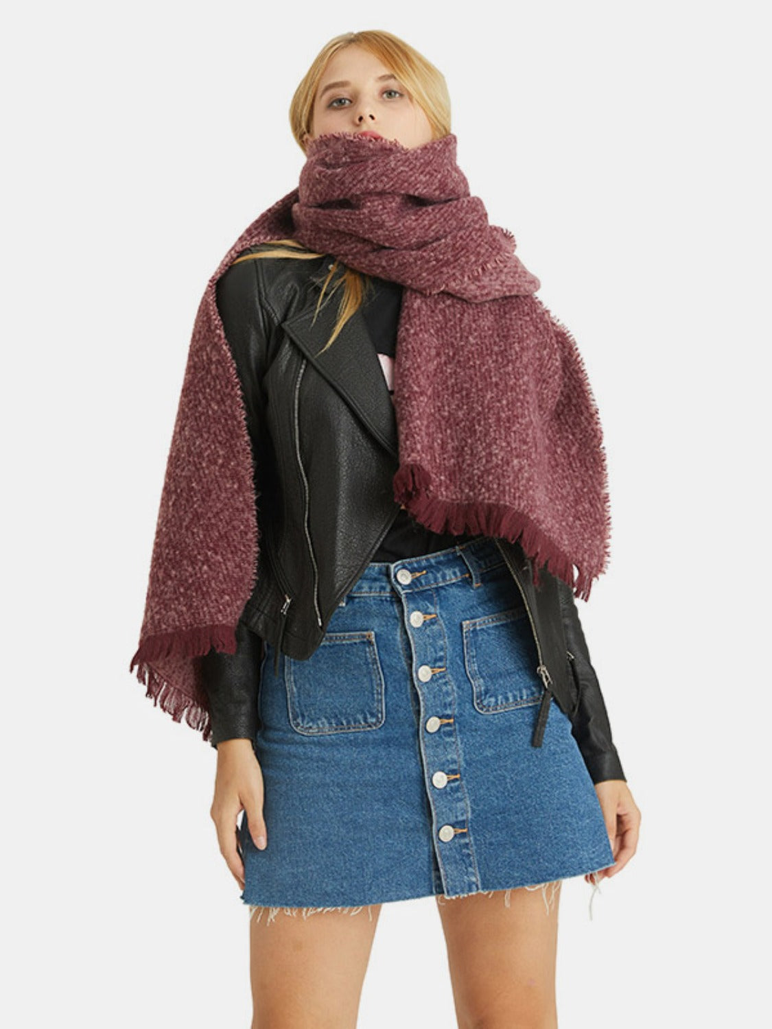Heathered Raw Hem Scarf