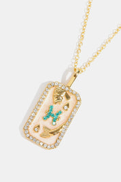 Rhinestone Zodiac Constellation Pendant Copper Necklace