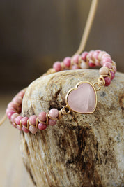 Tender Rose Quartz Heart Beaded Bracelet