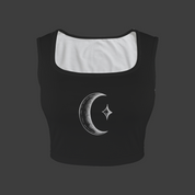 Many Moons Printed TK Exclusive Square Neck Crop Tank Top | Twilight Kisses