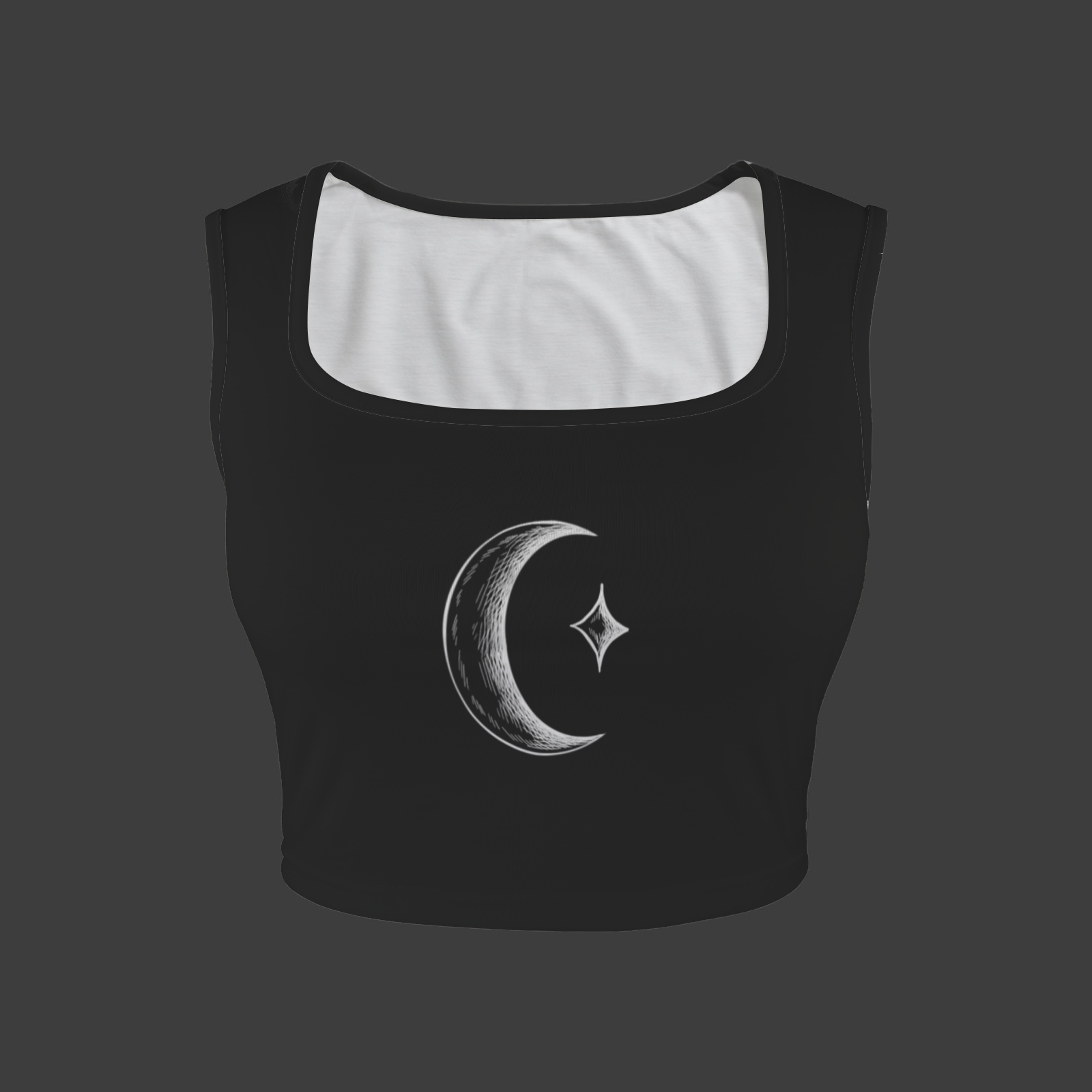 Many Moons Printed TK Exclusive Square Neck Crop Tank Top | Twilight Kisses