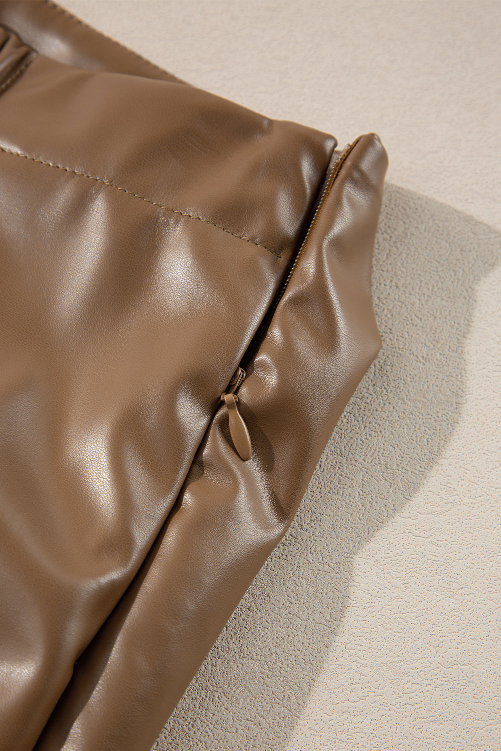 Gingerbread Faux Eva Leather Mini Skirt