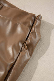Gingerbread Faux Eva Leather Mini Skirt