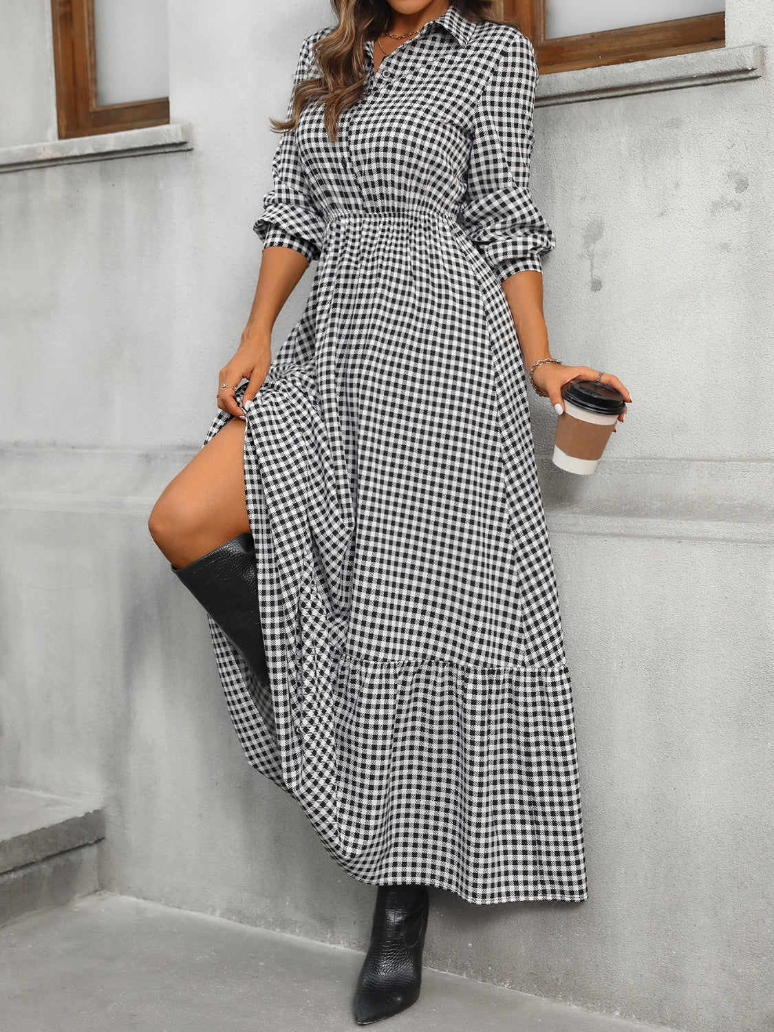 Dorothy Plaid Long Sleeve Dress