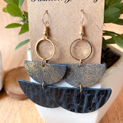 Faux Leather Semicircle Drop Earrings