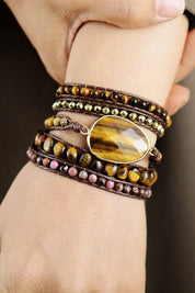 Protected with Love Natural Tiger's Eye Layered Bracelet