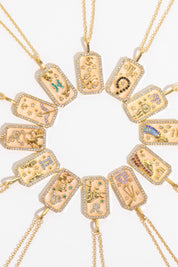 Rhinestone Zodiac Constellation Pendant Copper Necklace