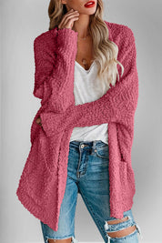 Book Nook Bouclé Open-Front Cardigan
