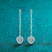 2 Carat Moissanite Heart Drop Earrings