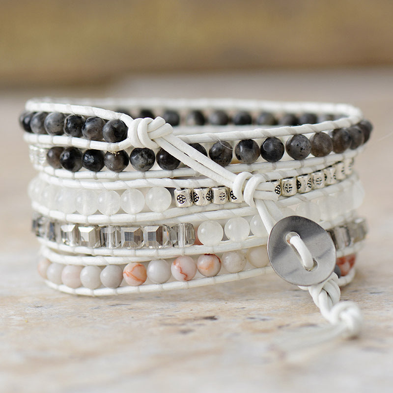 Spirit Agate & Natural Stone Wrap Bracelet