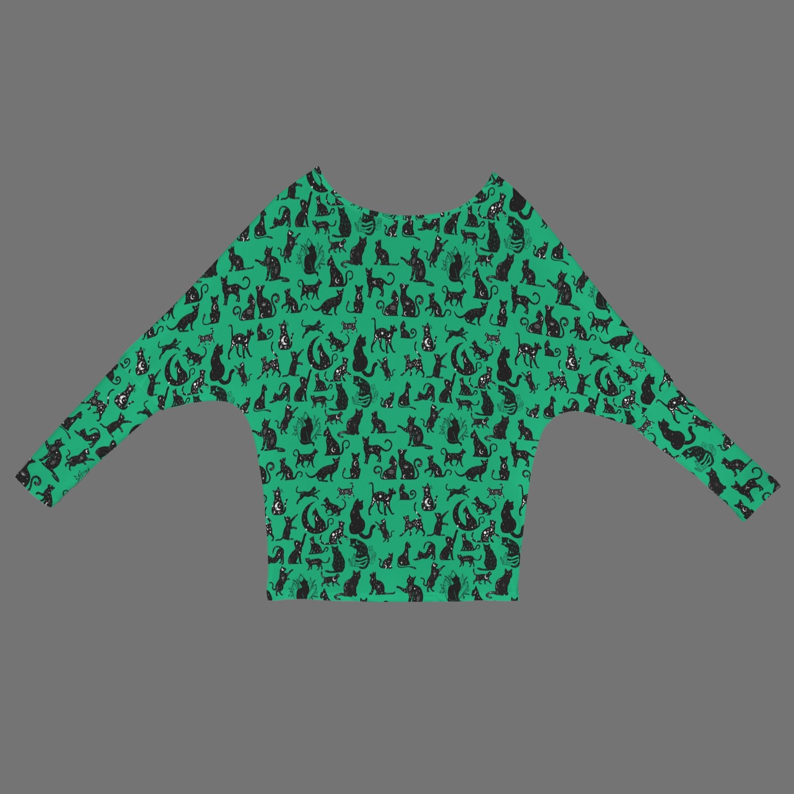 Mystical Cats TK Exclusive Off Shoulder Pullover Batwing Sweater