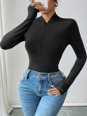 Catwoman Half Zip Long Sleeve Bodysuit