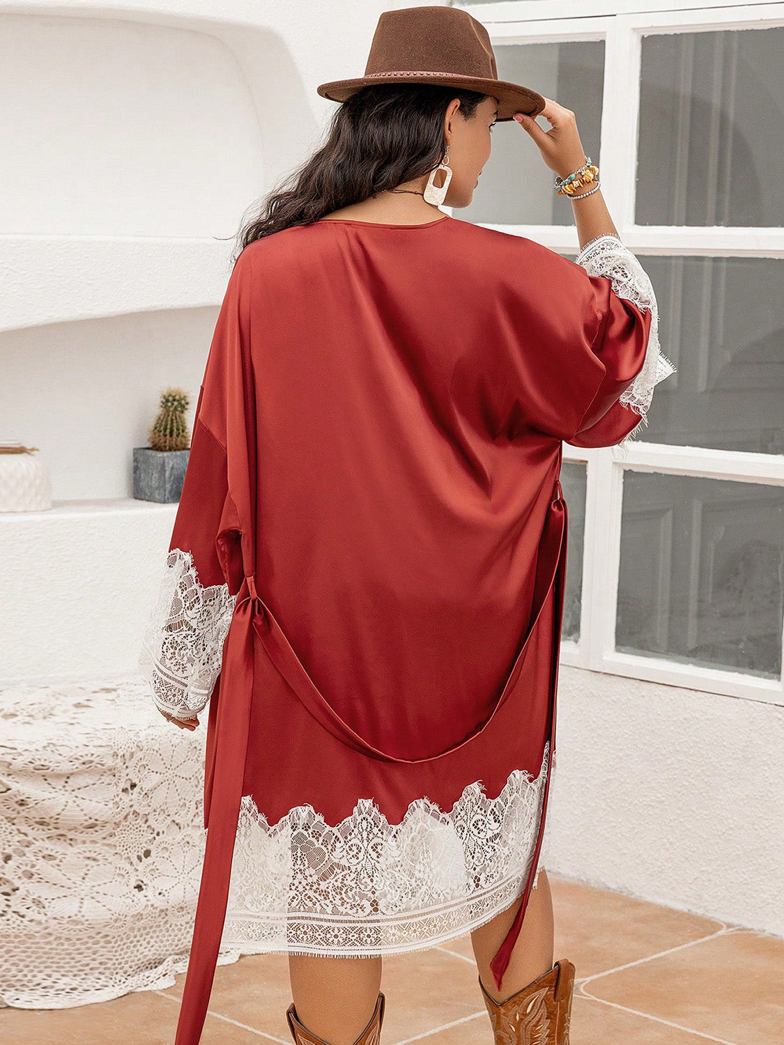 More to Love Embers Satin & Lace Robe