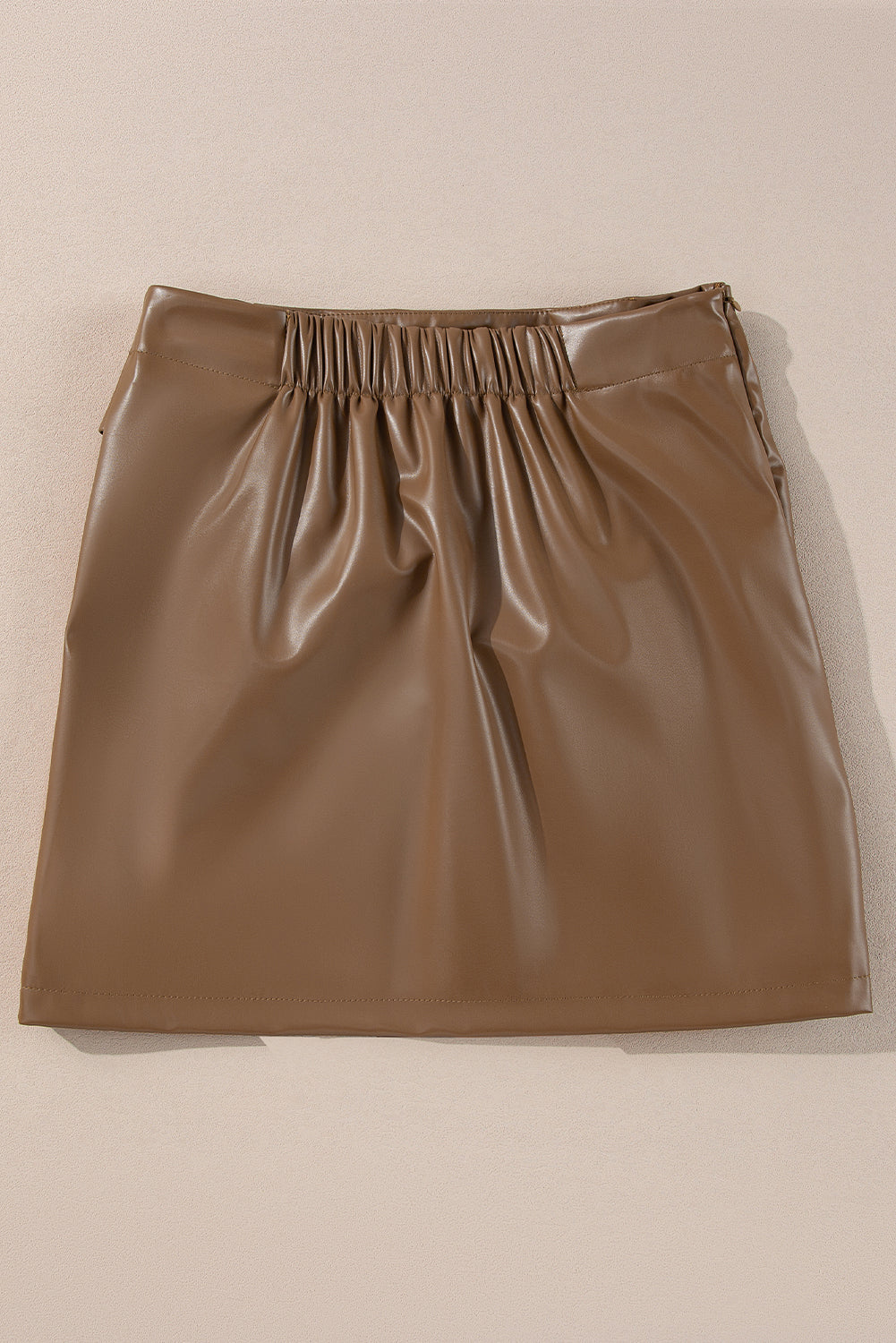 Gingerbread Faux Eva Leather Mini Skirt