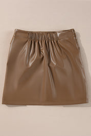 Gingerbread Faux Eva Leather Mini Skirt