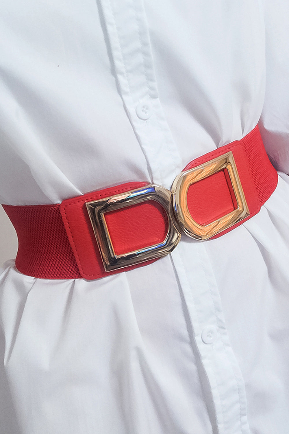 Double D Buckle Faux Leather Belt
