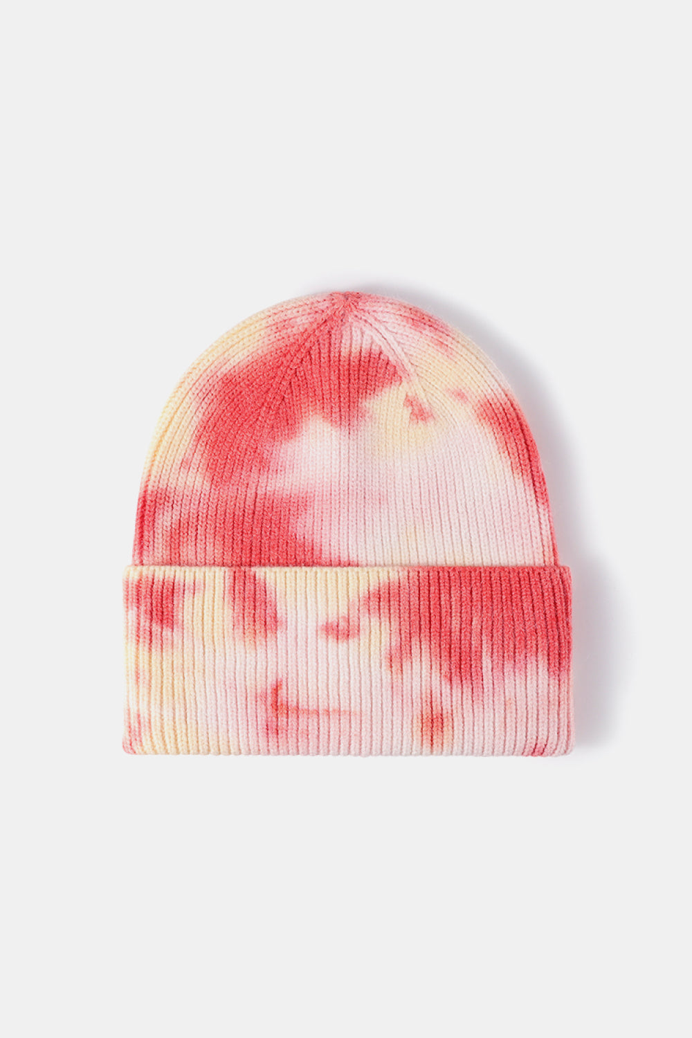 Bi-Color Tie-Dye Cuffed Rib-Knit Beanie