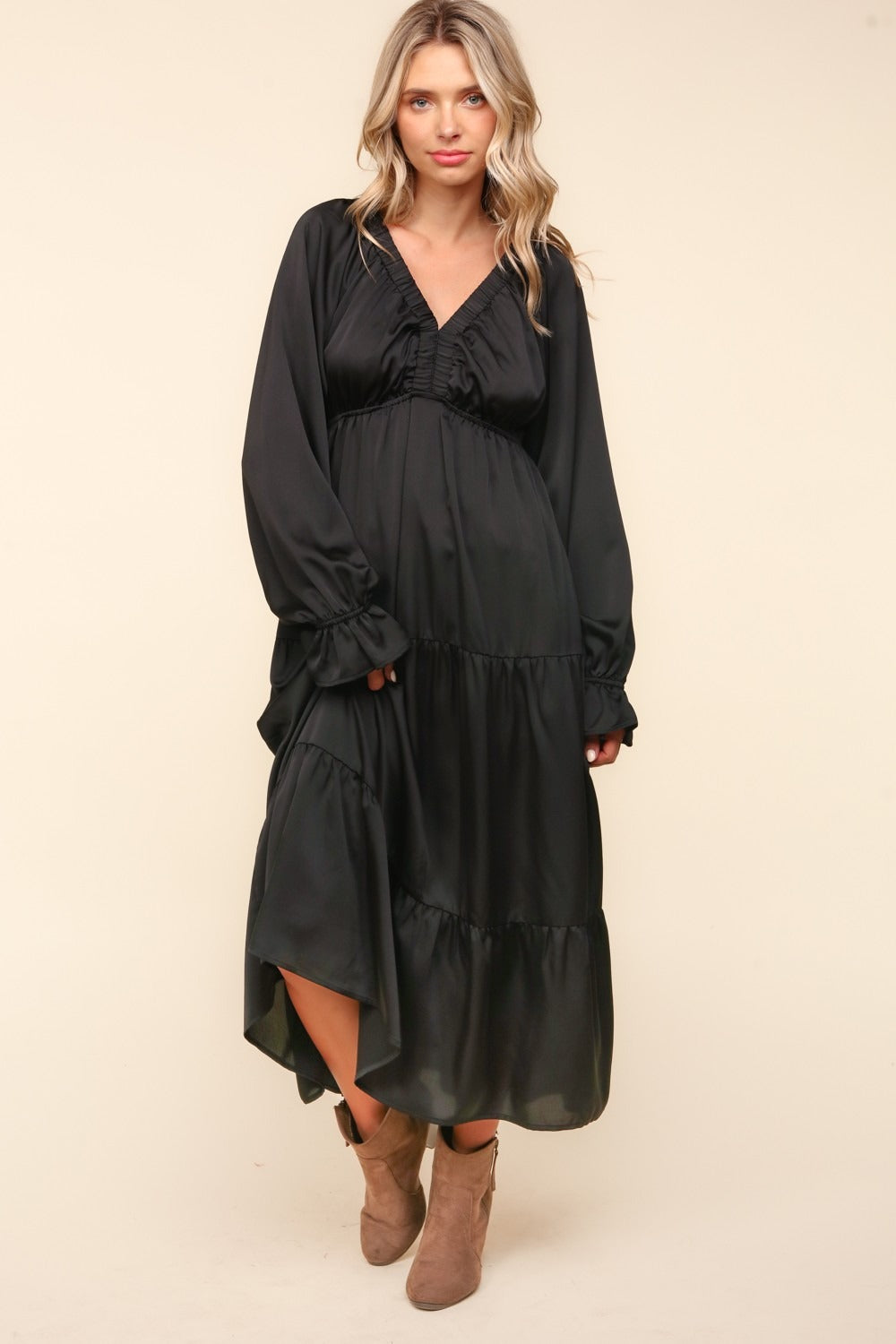 Brenda Silky Pocketed Midi Dress