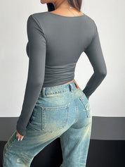 Cosmo Square Neck Long Sleeve Shirt