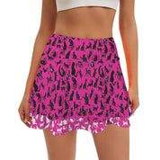 Magenta Mystical Cats TK Exclusive Double Layer Mini Skort