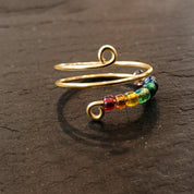 Rainbow Wrap Glass Bead Ring