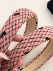 Pink Plaid Wide Headband