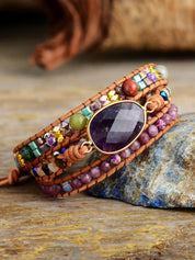 Triple-Layer Natural Amethyst Bracelet