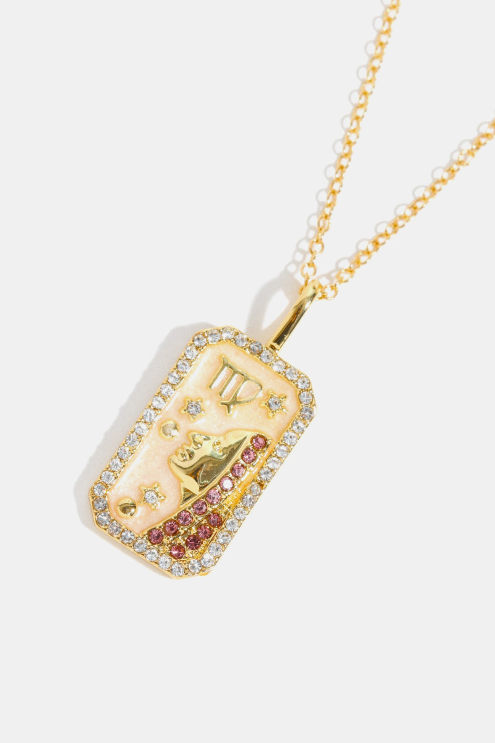 Rhinestone Zodiac Constellation Pendant Copper Necklace