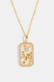 Rhinestone Zodiac Constellation Pendant Copper Necklace