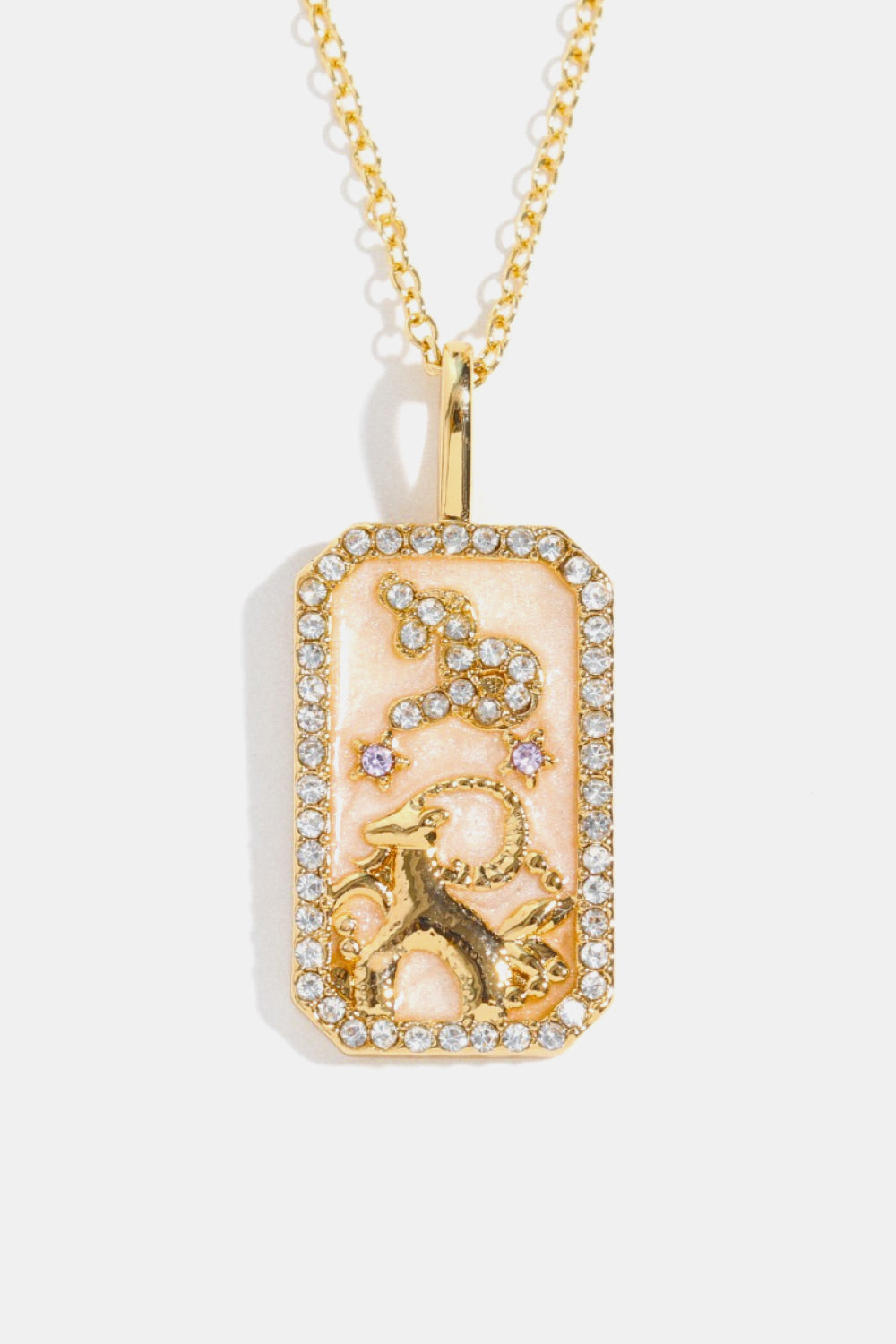 Rhinestone Zodiac Constellation Pendant Copper Necklace