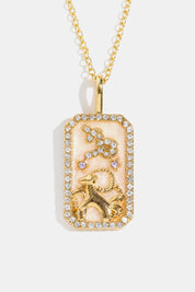 Rhinestone Zodiac Constellation Pendant Copper Necklace