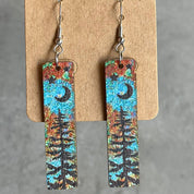 Moonlit Forest Wooden Dangle Earrings