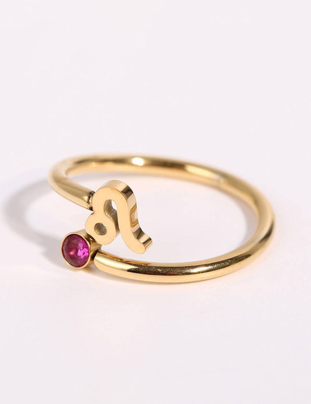 Minimalist Zodiac Gemstone 18K Gold-Plated Bypass Ring