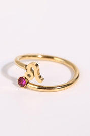 Minimalist Zodiac Gemstone 18K Gold-Plated Bypass Ring
