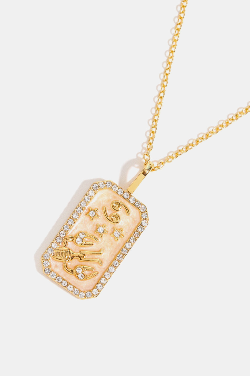 Rhinestone Zodiac Constellation Pendant Copper Necklace