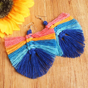 Rainbow Tassel Drop Earrings