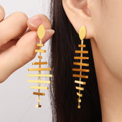 18K Gold-Plated Fishbone Shape Earrings