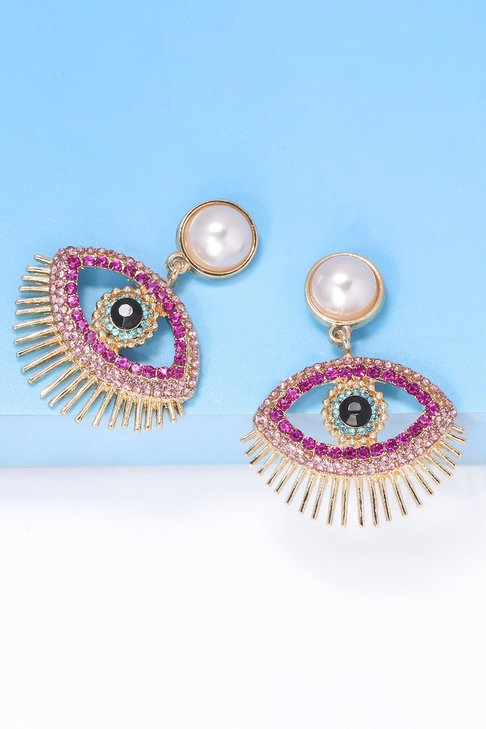 Evil Eye Protection Rhinestone Dangle Earrings
