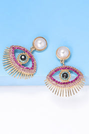 Evil Eye Protection Rhinestone Dangle Earrings