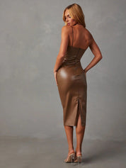 Frenzy Faux Leather Midi Dress
