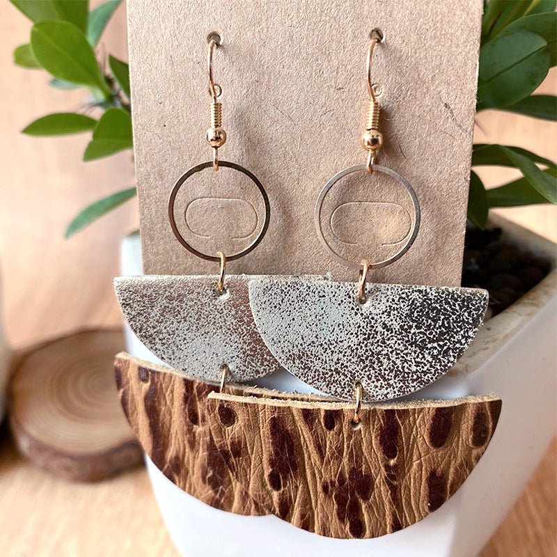 Faux Leather Semicircle Drop Earrings